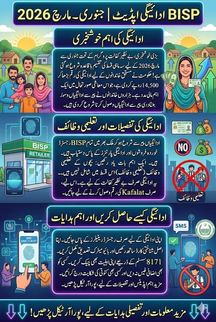 BISP 8171 March 2026 Payment Update: Rs. 14,500 Installment for Jan–Mar Released from Monday