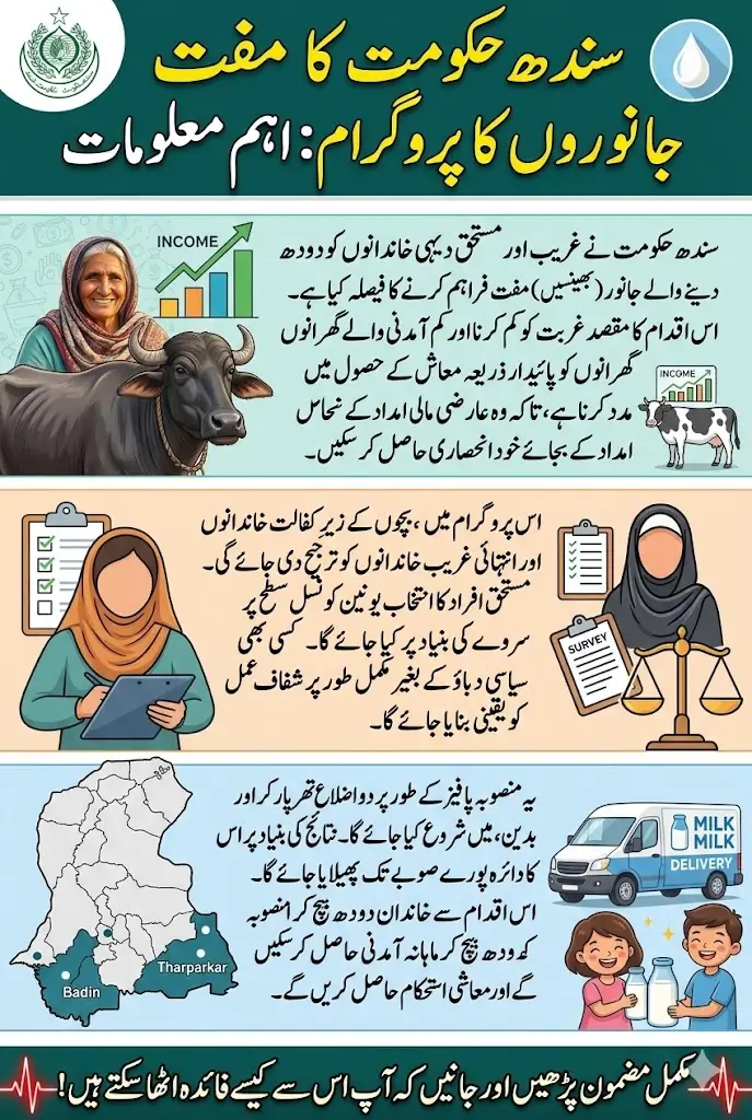 Sindh Government’s New Livestock Support Program 2026: Free Milk Animals for Poor Families – Eligibility, Districts & How Selection Will Work